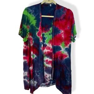 handmade tie dyed ladies cardigan jacket galaxy XL POCKETS